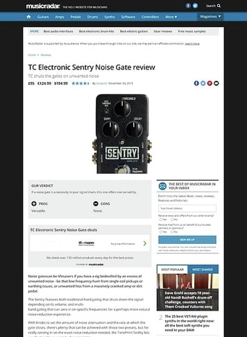 MusicRadar.com TC Electronic Sentry Noise Gate MusicRadar.com TC Electronic Sentry Noise Gate