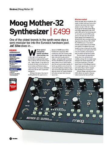Future Music Moog Mother-32 Synthesizer Future Music Moog Mother-32 Synthesizer