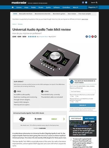 MusicRadar.com Universal Audio Apollo Twin MkII MusicRadar.com Universal Audio Apollo Twin MkII